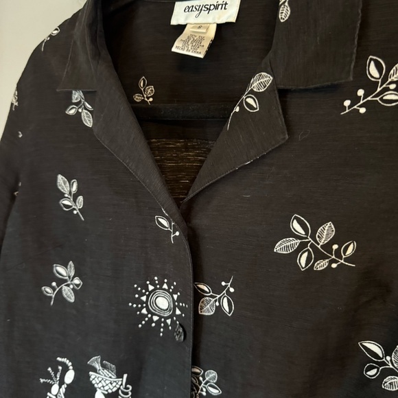 Easy Spirit African Print Embroidered Women’s Linen Silk Blend Boxy Top Size S - Picture 4 of 6